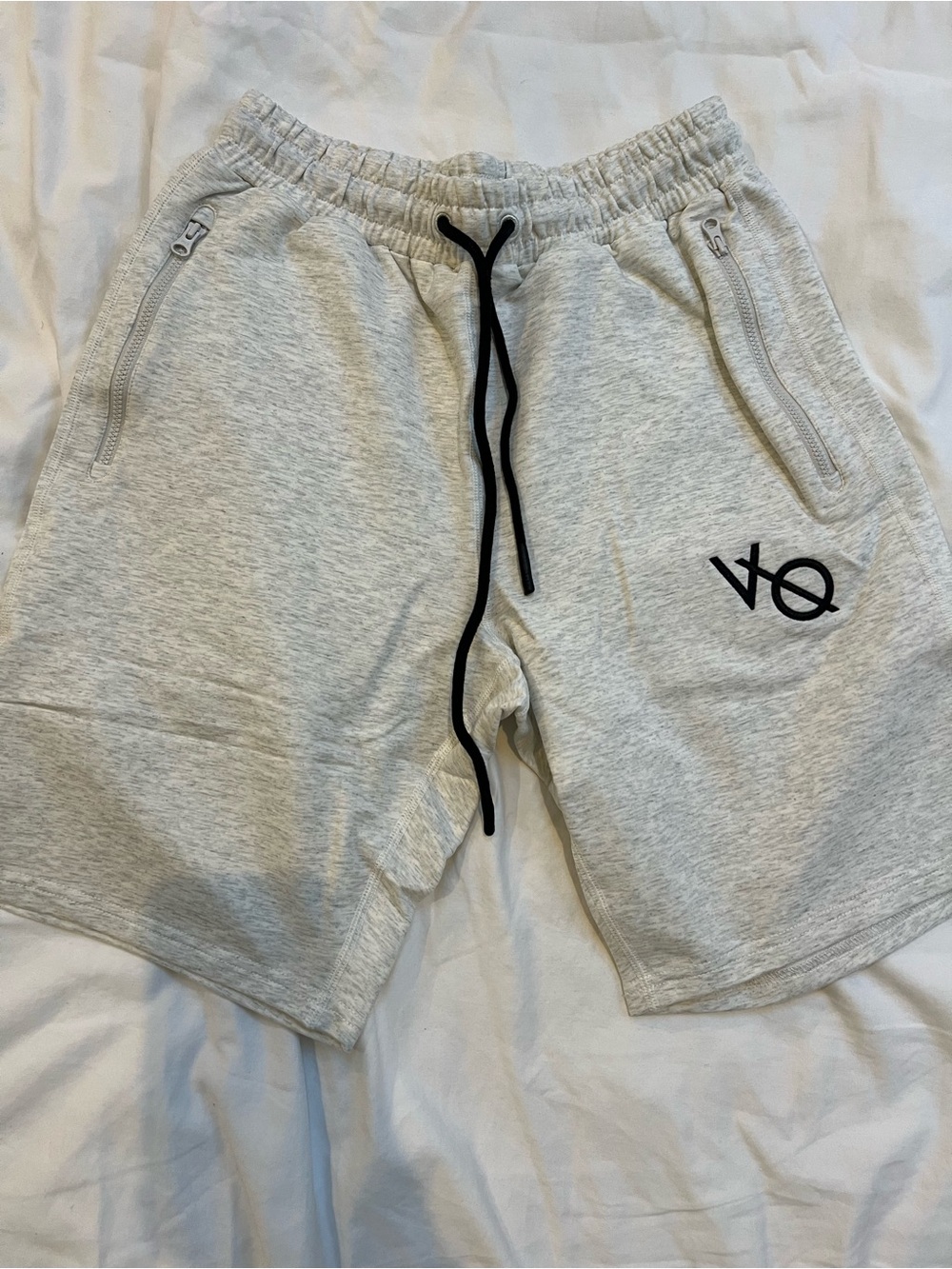 Light Gray Men’s Athletic Shorts with Black Drawstring